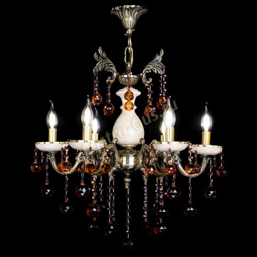 Люстра бронзовая Алфея №6 с камнем шар чайная в Краснодаре Гусь Хрустальный