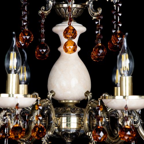 Люстра бронзовая Алфея №6 с камнем шар чайная в Краснодаре Гусь Хрустальный