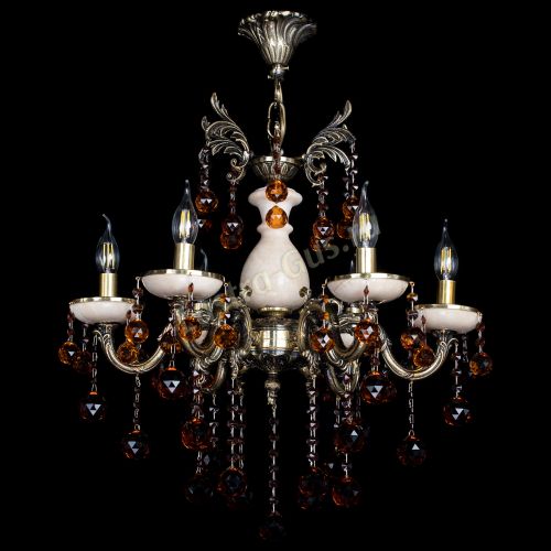 Люстра бронзовая Алфея №6 с камнем шар чайная в Краснодаре Гусь Хрустальный