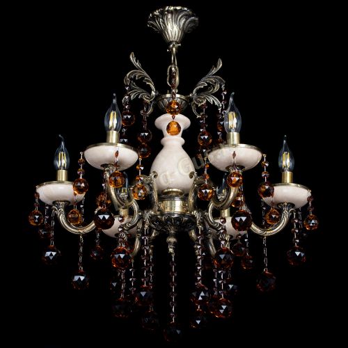 Люстра бронзовая Алфея №6 с камнем шар чайная в Краснодаре Гусь Хрустальный