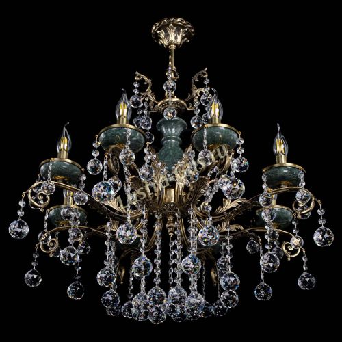 Люстра бронзовая Алфея Малахит №8 шар в Краснодаре Гусь Хрустальный