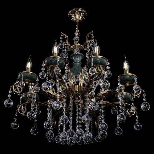 Люстра бронзовая Алфея Малахит №8 шар в Краснодаре Гусь Хрустальный