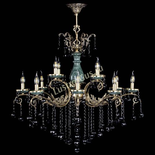 Люстра бронзовая Алфея Малахит №12 шар черная в Краснодаре Гусь Хрустальный