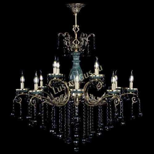 Люстра бронзовая Алфея Малахит №12 шар черная в Краснодаре Гусь Хрустальный