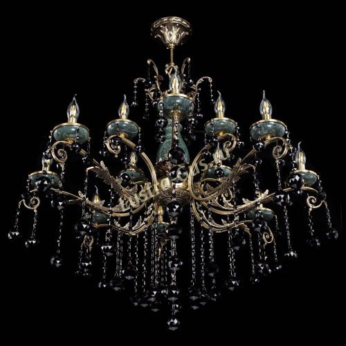 Люстра бронзовая Алфея Малахит №12 шар черная в Краснодаре Гусь Хрустальный
