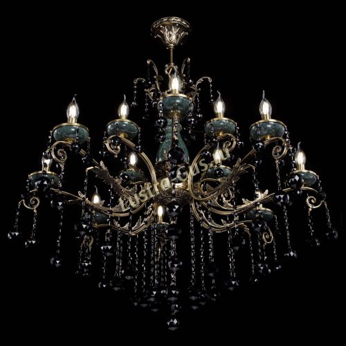 Люстра бронзовая Алфея Малахит №12 шар черная в Краснодаре Гусь Хрустальный