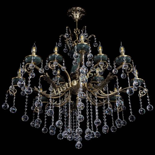 Люстра бронзовая Алфея Малахит №12 шар в Краснодаре Гусь Хрустальный