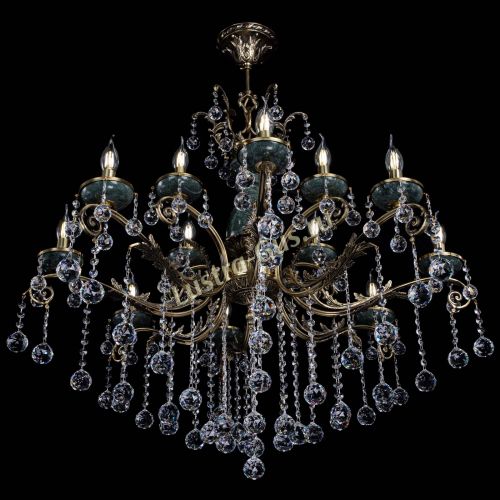 Люстра бронзовая Алфея Малахит №12 шар в Краснодаре Гусь Хрустальный