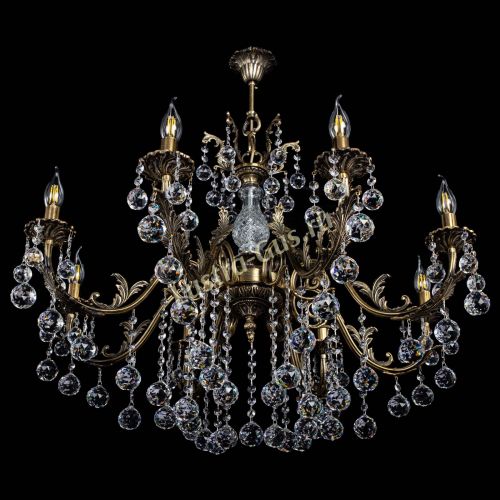 Люстра бронзовая Кассандра Алфея №8/2 шар в Краснодаре Гусь Хрустальный